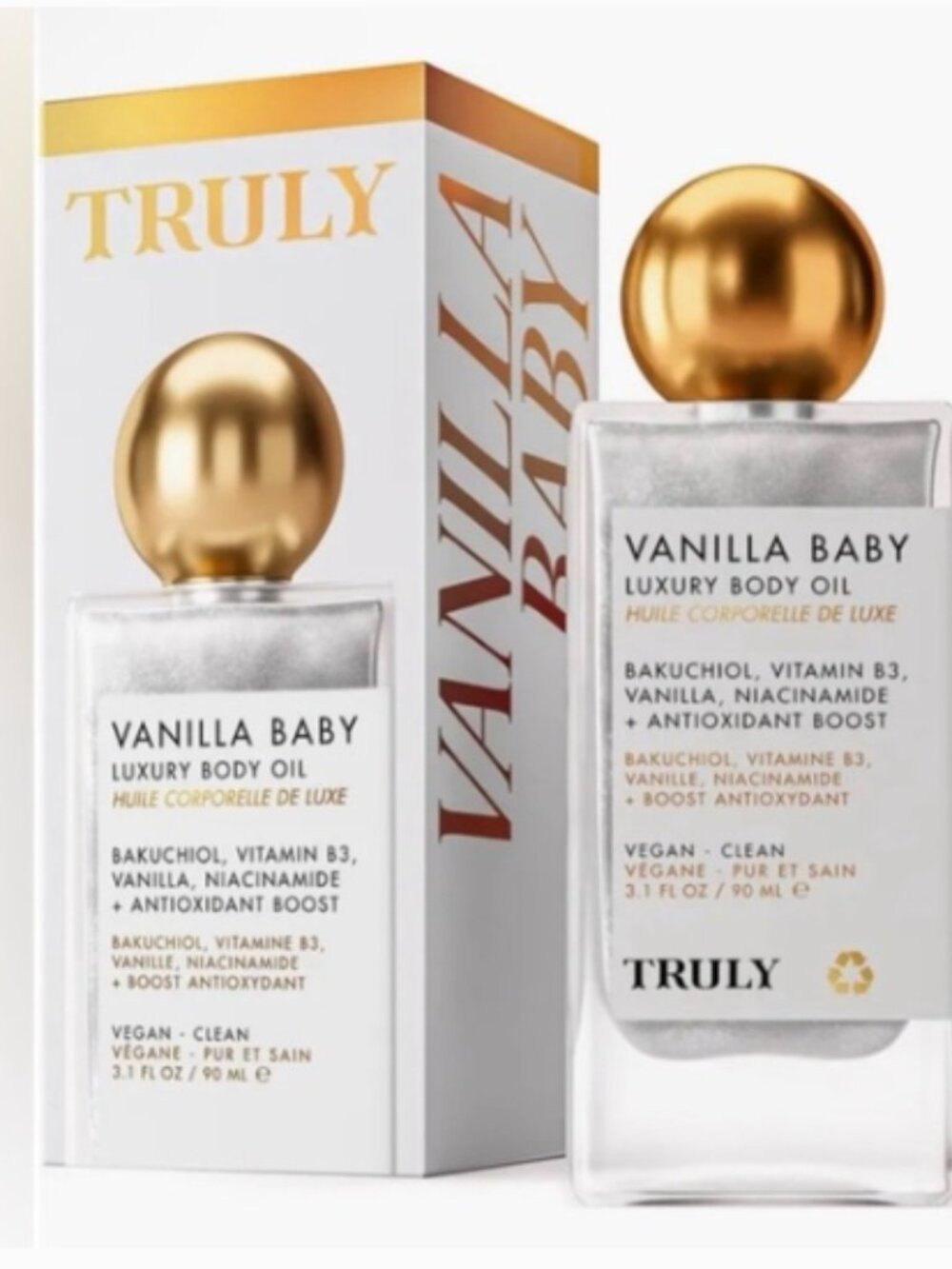 New TRULY Vanilla Baby Luxury Body Oil 1.7 fl oz